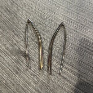 Long Curved Hoop Earrings in Sterling Silver